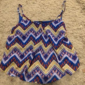 Geometric color spaghetti strap crop top